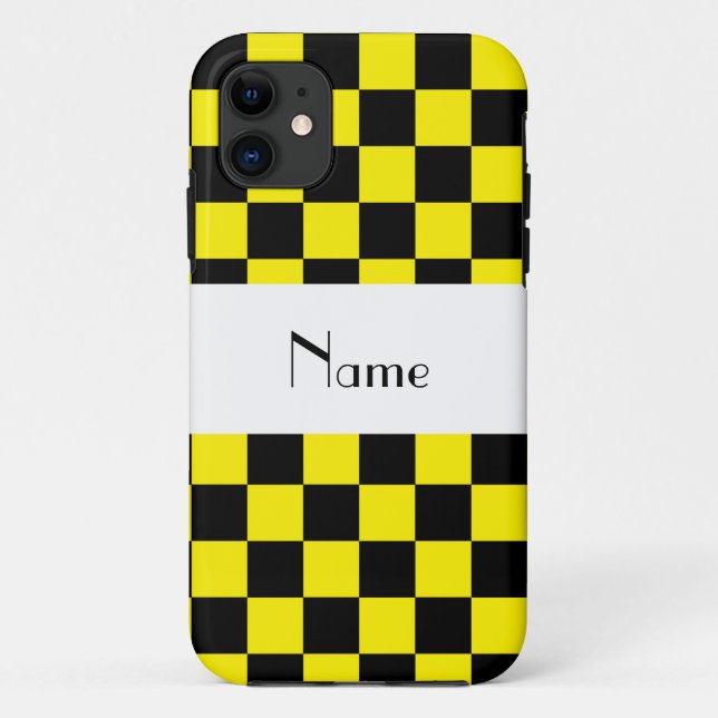 Schwarz-Gelb-Schachmuster Case-Mate iPhone Hülle (Rückseite)
