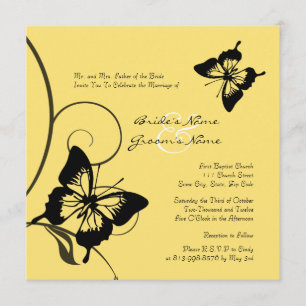 Schwarz-Gelb-Schmetterling Einladung zur Hochzeit