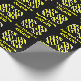 Schwarz & Gelb Streifen "68"; 68. Geburtstag + Nam Geschenkpapier