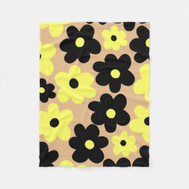 Schwarz-Gelb-Tropen-Blumen-Botanischer Sommer Fleecedecke