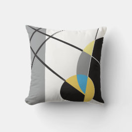 Schwarz-Gelb-Weiß-Blau Modernes Abstraktes Design Kissen