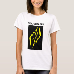 Schwarz Gelb Weiß Skateboarder T-Shirt
