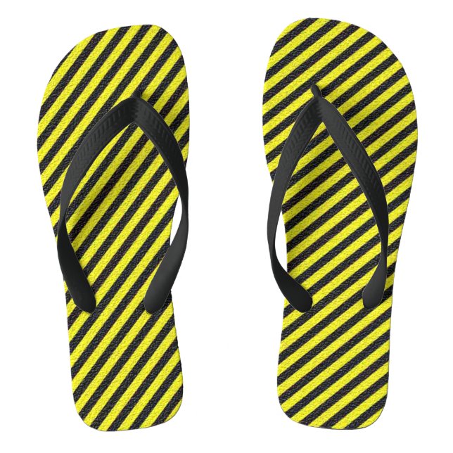 Schwarz-gelbe Diagonalstreifen Erwachsene Flip Flo Flops (Fußbett)