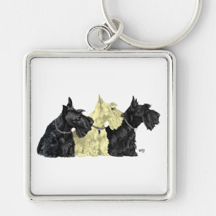 Schwarz-gelbe Schottische Terrier Schlüsselanhänger