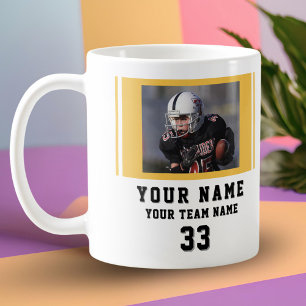 Schwarz Gelber Spieler Name Nummer Team Foto Kaffeetasse
