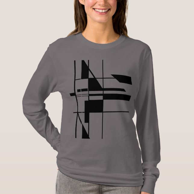 Schwarz Geometrisches Gameboard MCM Abstrakte Kuns T-Shirt (Vorderseite)