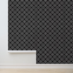 Schwarz Geometrisches Retro-Shape-Muster Tapete