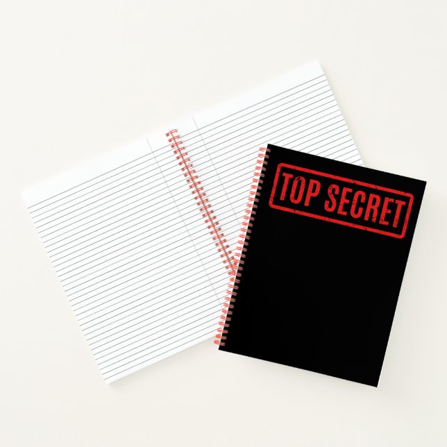 Schwarz gestempeltes Top Secret Notebook Notizbuch (Innenseite)