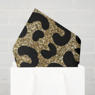 Schwarz & Glitzer Gold Leopard Tierdruckmuster Seidenpapier