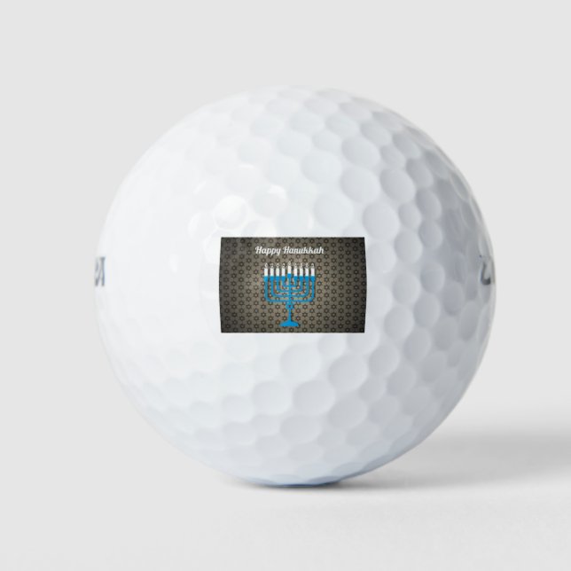 schwarz glücklicher hanukkah golfball (Vorderseite)