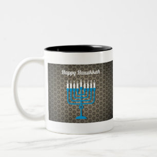 schwarz glücklicher hanukkah zweifarbige tasse
