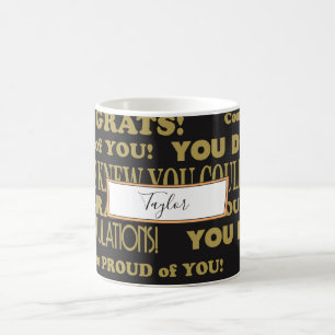 Schwarz-Gold-Abschluss-Wortschatz Kaffeetasse