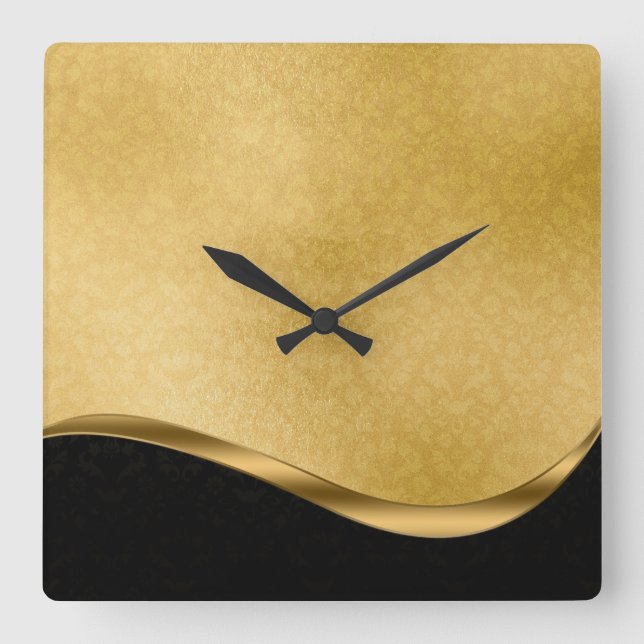 Schwarz-Gold-Acrylwand-Uhr Quadratische Wanduhr (Vorderseite)