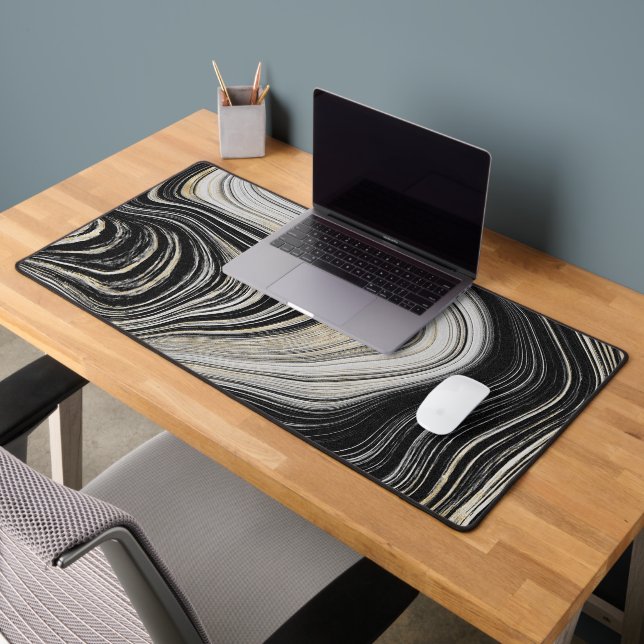 Schwarz-Gold-Agate-Design Schreibtischunterlage (Büro 2)