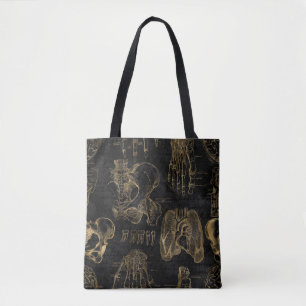 Schwarz-Gold-Anatomie-Biologie-Lehrer Tasche