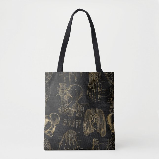 Schwarz-Gold-Anatomie-Biologie-Lehrer Tasche (Vorderseite)