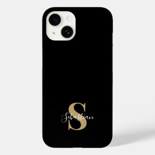 Schwarz & Gold Anfängliches Monogramm Personalis Case-Mate iPhone 14 Hülle
