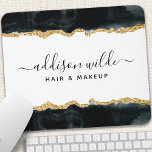 Schwarz-Gold-Aquarellsalon Mousepad<br><div class="desc">Black and Gold Watercolor Business Mouse Pad. Perfekt für Make-ups, Haarstylisten, Kosmetologen und mehr!</div>