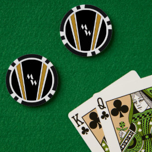 Schwarz-Gold Art Deco Design Mit Monogramm Pokerchips