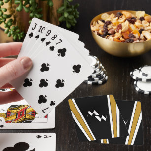 Schwarz-Gold Art Deco Design Mit Monogramm Spielkarten