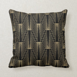 Schwarz-Gold-Art-Deko-Muster Kissen