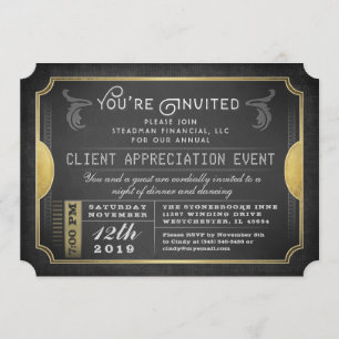 Schwarz & Gold Ausgezeichnete Ticket Corporate Ein Einladung