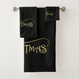 Schwarz-Gold-Badehandtuch-Set Badhandtuch Set