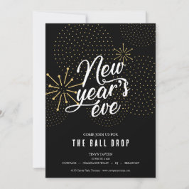 Schwarz-Gold-Ball-Tropfen Silvesterabend-Party Einladung