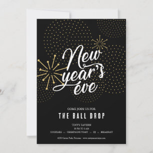 Schwarz-Gold-Ball-Tropfen Silvesterabend-Party Einladung