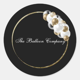 Schwarz-Gold-Ballon Arch and Foil Runder Aufkleber