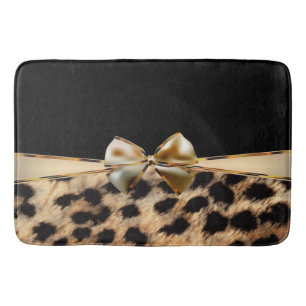 Schwarz & Gold Bogen Leopard Gepard Tierprint Badematte
