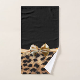 Schwarz & Gold Bogen Leopard Gepard Tierprint Badhandtuch Set