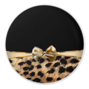 Schwarz & Gold Bogen Leopard Gepard Tierprint Keramikknauf