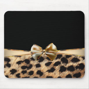 Schwarz & Gold Bogen Leopard Gepard Tierprint Mousepad