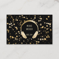 Schwarz Gold Bokeh Kopfhörer DJ Visitencard