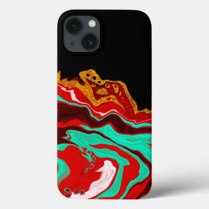 Schwarz, Gold, Burgund, Marmorkunst Case-Mate iPhone Hülle