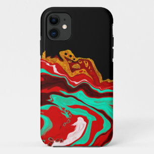 Schwarz, Gold, Burgund, Marmorkunst Case-Mate iPhone Hülle