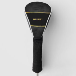 Schwarz-Gold-Carbon-Muster Modernes Monogramm Golf Headcover