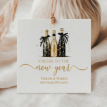 Schwarz Gold Champagner Prost Silvesterparty