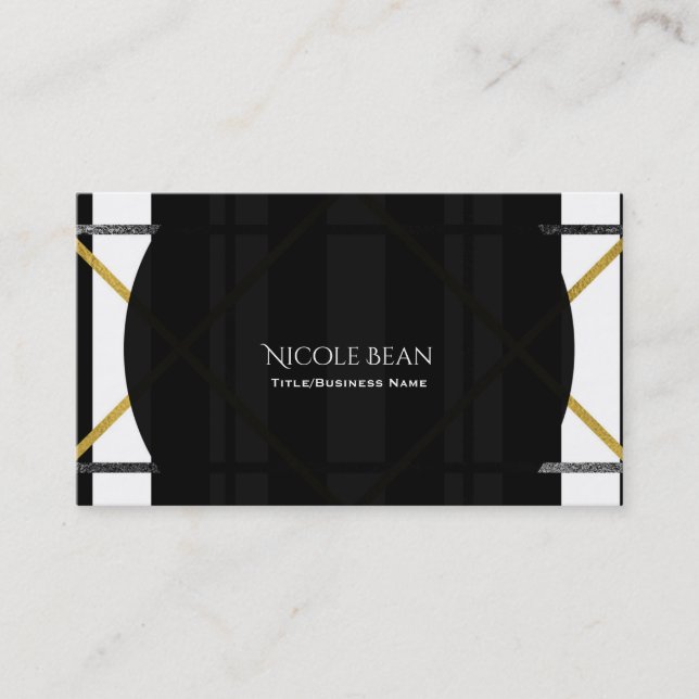 Schwarz & Gold Chic Glam Geometric Modern Einfach Visitenkarte (Vorderseite)