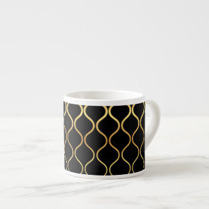 Schwarz, Gold, cool, trendig, abstraktes Retro-Des Espressotasse