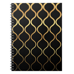 Schwarz, Gold, cool, trendig, abstraktes Retro-Des Notizblock