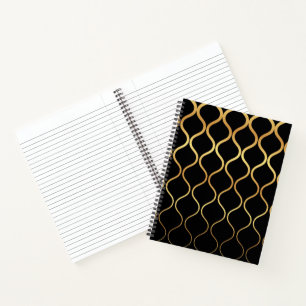 Schwarz, Gold, cool, trendig, abstraktes Retro-Des Notizbuch