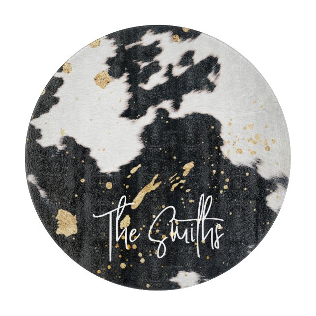 Schwarz-Gold-Cowhide Schneidebrett (Vorderseite)