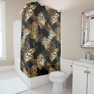 Schwarz-Gold-Creme-Leoparden-Tierdruck   Duschvorhang