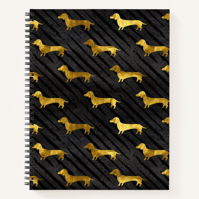 Schwarz-Gold-Dackel Notizbuch (Vorderseite)