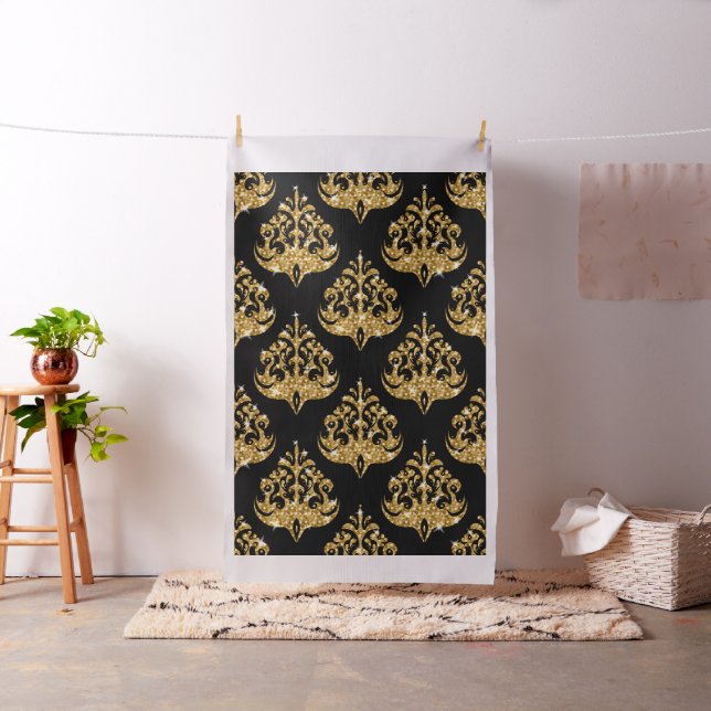 Schwarz-Gold-Damast-Muster Stoff (Beispiel)