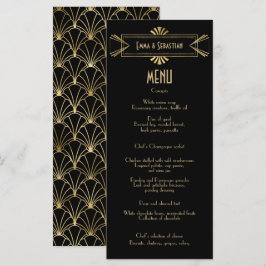 Schwarz-Gold-Deko-Muster Hochzeit Menükarte