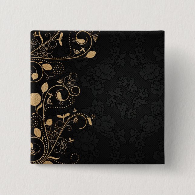 Schwarz-Gold-Dekorationsmuster Button (Vorderseite)