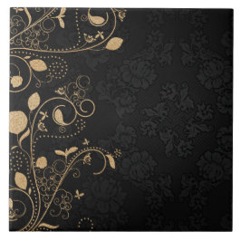 Schwarz-Gold-Dekorationsmuster Fliese
